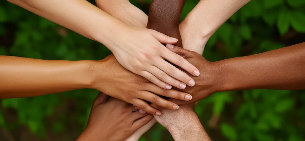 Hands joined together in a circle